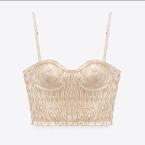 Zara Bustier Gingham Ruched Crop Top